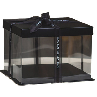 透明生日蛋糕盒子4四6六8八10十12寸单双层加高网红鲜花礼物包装