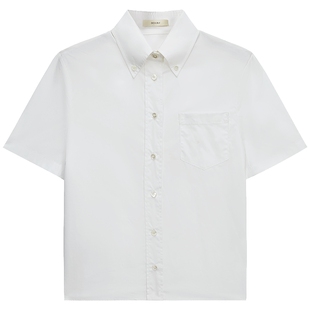 OCHIRLY欧时力  100%长绒棉府绸短袖衬衫女上衣通勤夏新