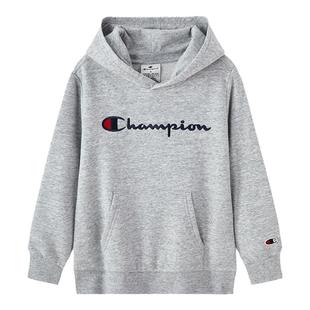 Champion冠军男女童本命年复古休闲运动加绒新年红色连帽卫衣外套