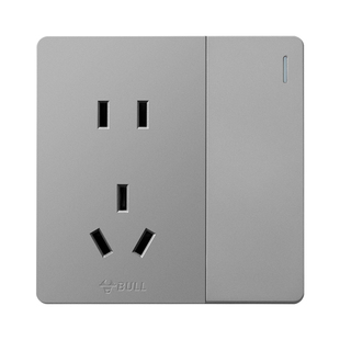 公牛明装一开五孔插座面板带开关单双控超薄一体式家用墙壁明线盒