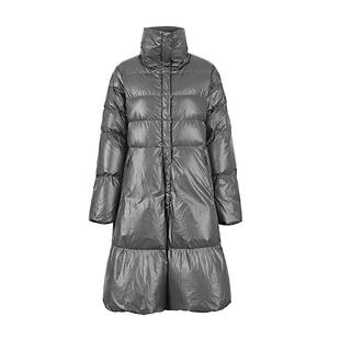 【反季清仓】sdeer圣迪奥亮面宽松A字黑色长款羽绒服S21482406