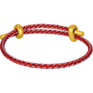 梦金园黄金转运珠配绳红绳手串编织钢丝绳情侣手链可DIY彩绳手绳