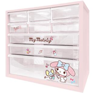 爱丽思美乐蒂抽屉桌面收纳盒桌上化妆品盒学生书桌办公桌置物架