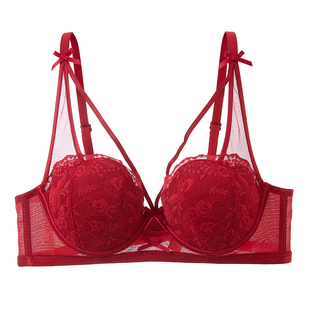 六只兔子红色内衣结婚新娘防下垂聚拢本命年胸罩结婚文胸套装礼盒
