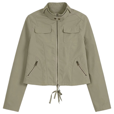 Zipper long sleeved workwear jacket women 拉链长袖工装外套女