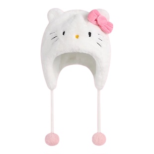 正版三丽鸥儿童帽子秋冬款男女童3-10岁卡通保暖帽子护耳帽挂球帽