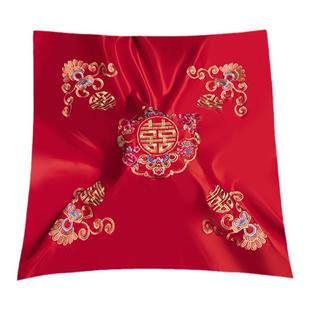 新娘红盖头2025结婚中式婚礼凤冠头纱出嫁秀禾服高级蒙头红色缎面