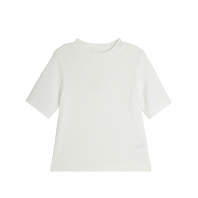 布丁哈鲁童装女童洋气上衣2026春秋新款儿童百搭圆领纯色短袖T恤