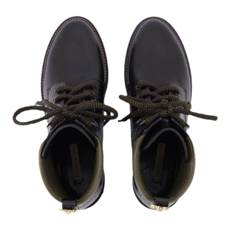Fabrizio Vitti Bottes Dolomite Tread 黑色压纹牛皮踝靴