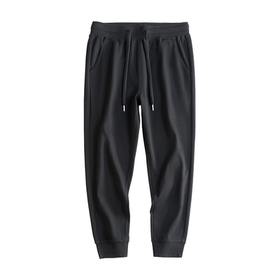 春夏季薄款黑色卫裤男士九分束脚