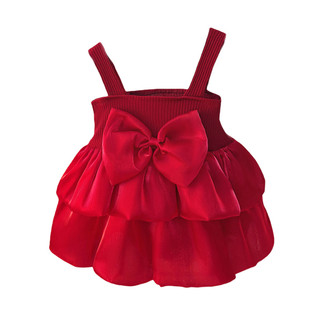 周岁女宝礼服夏季女童薄款连衣裙吊带蛋糕裙婴儿抓周宴喜庆公主裙