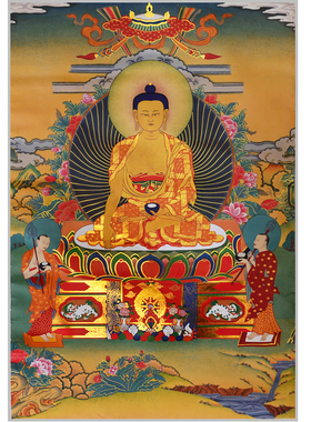 手工双层装裱烫金画心唐卡挂画