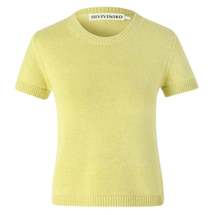 IIIVIVINIKO夏季新款简约收腰短袖针织套头衫女M420115602C