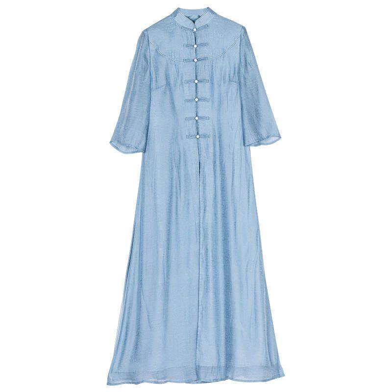 夏季旗袍式修身禅意汉服连衣裙