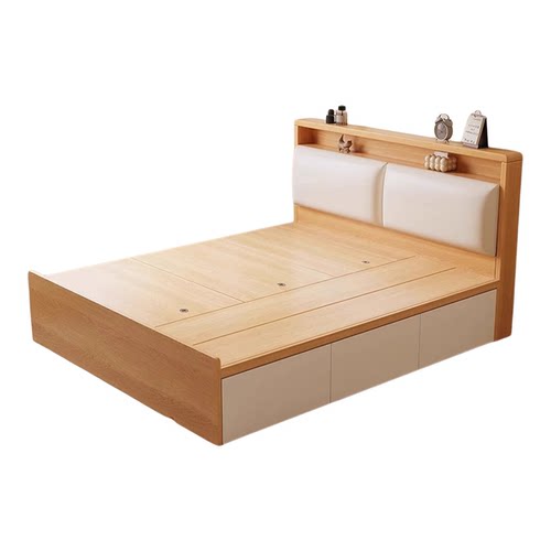 实木榻榻米床新款床架落地床柜一体小户型地台定制储物床双人大床