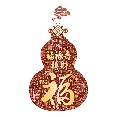 百福葫芦福禄双全玻璃门装饰贴画