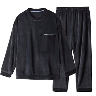 男士睡衣冬季珊瑚绒加厚加绒秋冬款法兰绒男款套头家居服春秋新款