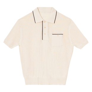 【柔软全棉 透气舒适】CULTUM复古镂空针织短袖POLO衫男休闲半袖