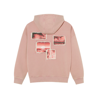 美国ELEMENT滑板开衫卫衣女连帽粉色街头风毛边水洗做旧重磅外套