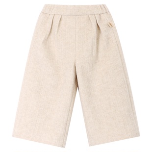 允儿妈女童冬季小众绵羊毛混纺加厚阔腿裤儿童时尚毛呢裤宝宝裤子