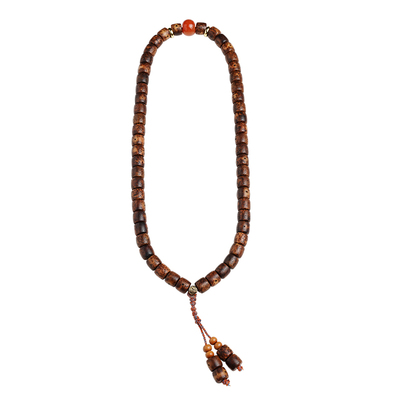 虎皮老料手持念珠陈籽星月菩提子