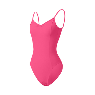 众爱舞苑芭蕾舞玫红色高胯体操服艺考舞蹈服女生吊带形体服练功服