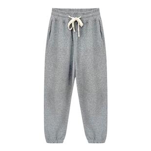 阿秋嘎嘎好的卫裤挺阔有垂感宽松系带灰色束脚裤女高腰休闲运动裤