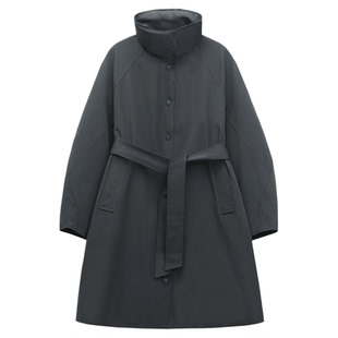 呈品双面穿简约立领中长款鹅绒服2025冬季新款加厚保暖抗寒羽绒服