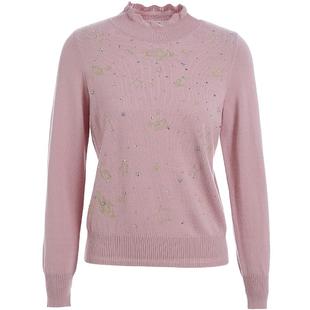 乔万尼羊毛衫秋冬新款宽松舒适柔美烫钻刺绣设计星星针织上衣时尚