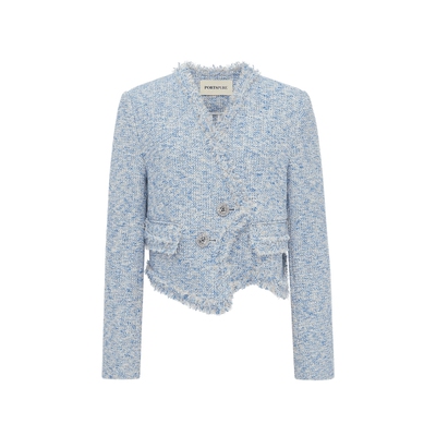 PORTSPURE小香风蓝色花呢外套