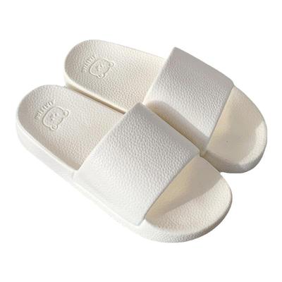 细细条简约纯色小熊厚底防滑拖鞋