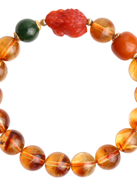 心斋堂女黄水晶金蟾手串