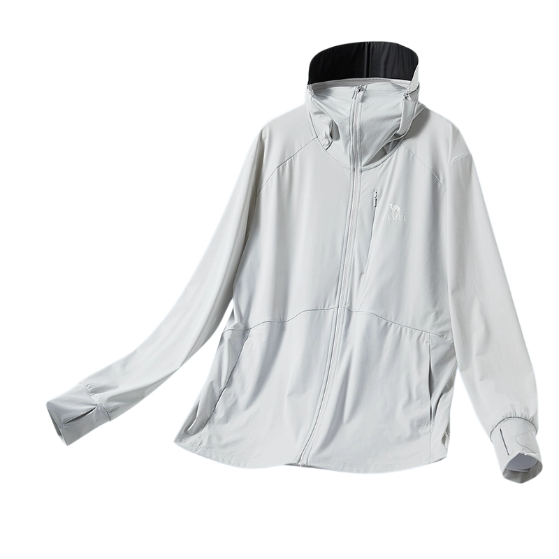 骆驼户外防紫外线防晒服男女2024春季新款冰丝凉感透气黑胶防晒衣