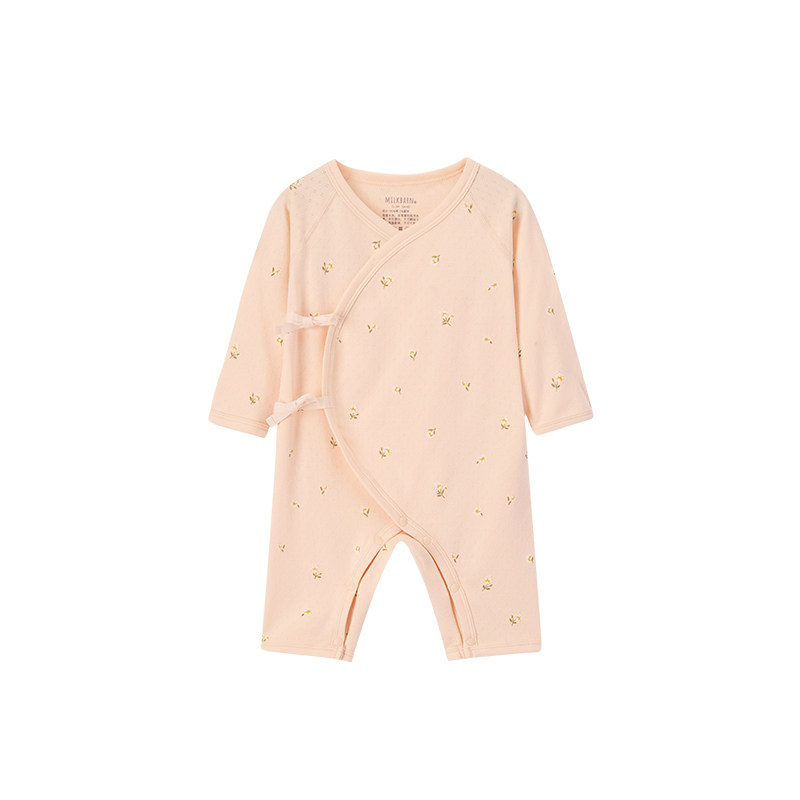 Milkbarn2026秋冬新品新生婴儿系带连体衣小月龄宝宝哈衣爬服护肚