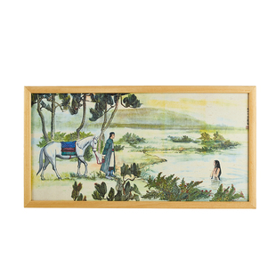 画说金庸 李志清人物框画 沐浴款 金庸武侠小说图书周边  高档卡纸  实木画框  创意摆件 书剑恩仇录  原木色 红木色两款可选