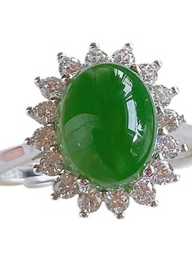 新疆和田玉戴妃款菠菜绿活扣戒指
