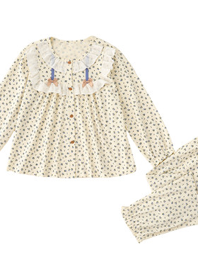 儿童睡衣碎花公主家居服秋冬