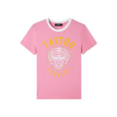 EdHardy玫瑰色直身圆领T恤