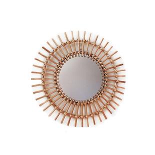 新藤编梳妆化妆镜子创意艺术装饰圆镜民宿客厅玄关墙面壁饰挂镜