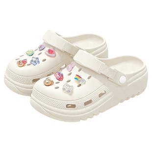 七色纺厚底增高洞洞鞋女款2026新款夏季踩屎感拖鞋防滑防臭男外穿