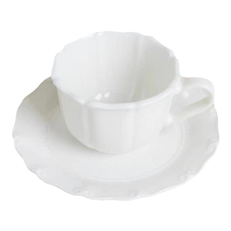 法式复古玫瑰花边浮雕盘咖啡红茶杯碟早餐盘平盘西餐甜品下午餐具
