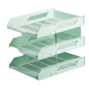 莫兰迪色文件座文件盘三层塑料横式文件框档案整理资料收纳架置物文件筐多层文件架文件夹收纳盒办公用品大全