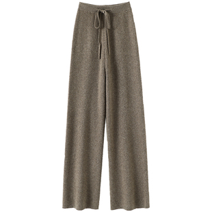 这个裤型太好了！纯山羊绒裤子女外穿针织阔腿裤休闲直筒裤秋冬