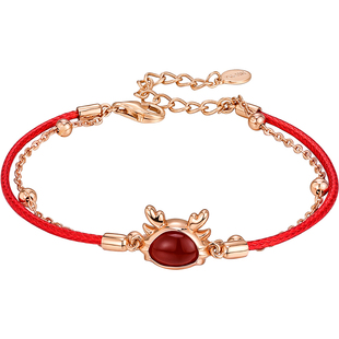 卡蒂罗召财龙手链女925银红玛瑙红绳生肖龙新中式国风新年礼物