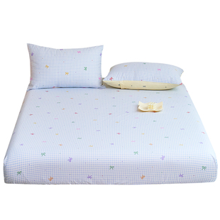 定做纯棉床笠单件纯色格子条纹学生宿舍上下铺榻榻米床垫保护套罩