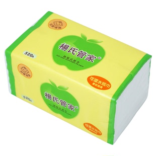 杨氏管家绿苹果抽纸520张80包纸巾餐巾纸面巾纸家用大包整箱10提
