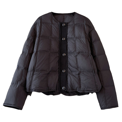 超好看的黄色轻薄无领羽绒服女士