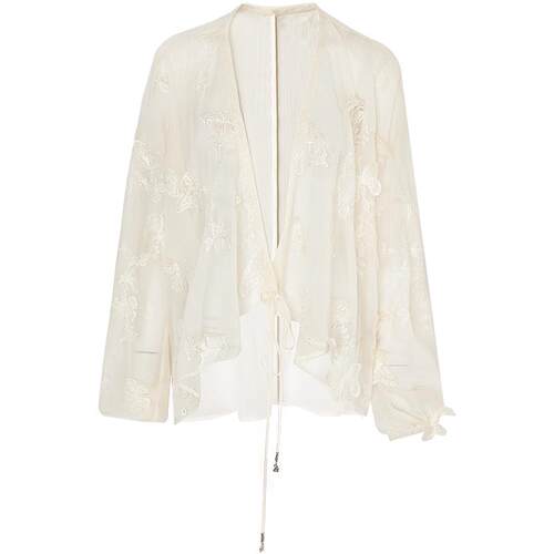 COCOBELLA立体蝴蝶贴布绣雪纺衫女法式浪漫轻薄气质开衫LC3202