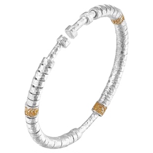 足银999.9纯银盘缠万贯手镯女新中式实心开口小众设计感锤纹银镯