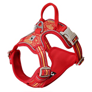 狗狗新年红色胸背带工字型防爆冲胸背防挣脱宠物胸背背心式牵引绳
